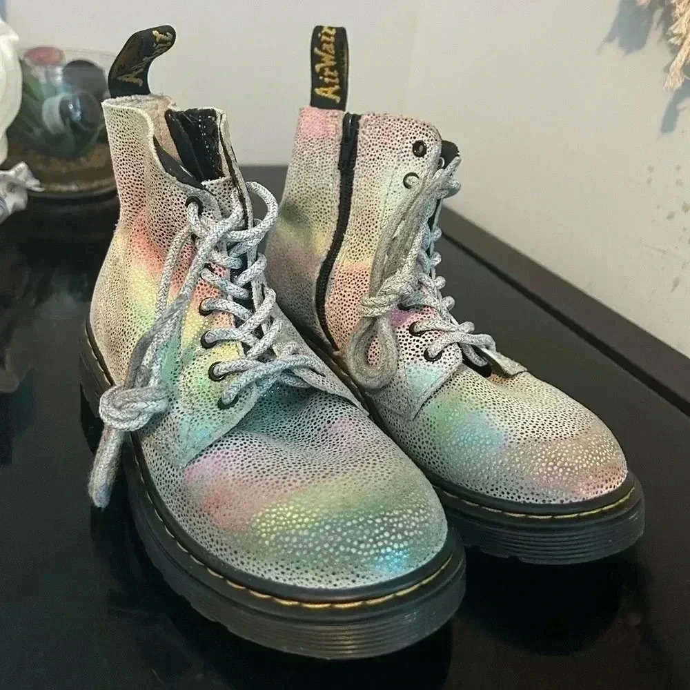 Dr. Martens 1460 PASCAL J Multicolor Leather Lace Up/Zip Ankle Kids Size 2